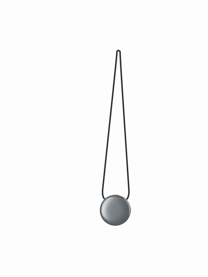Pod pendant raised, released, and settling on a surface